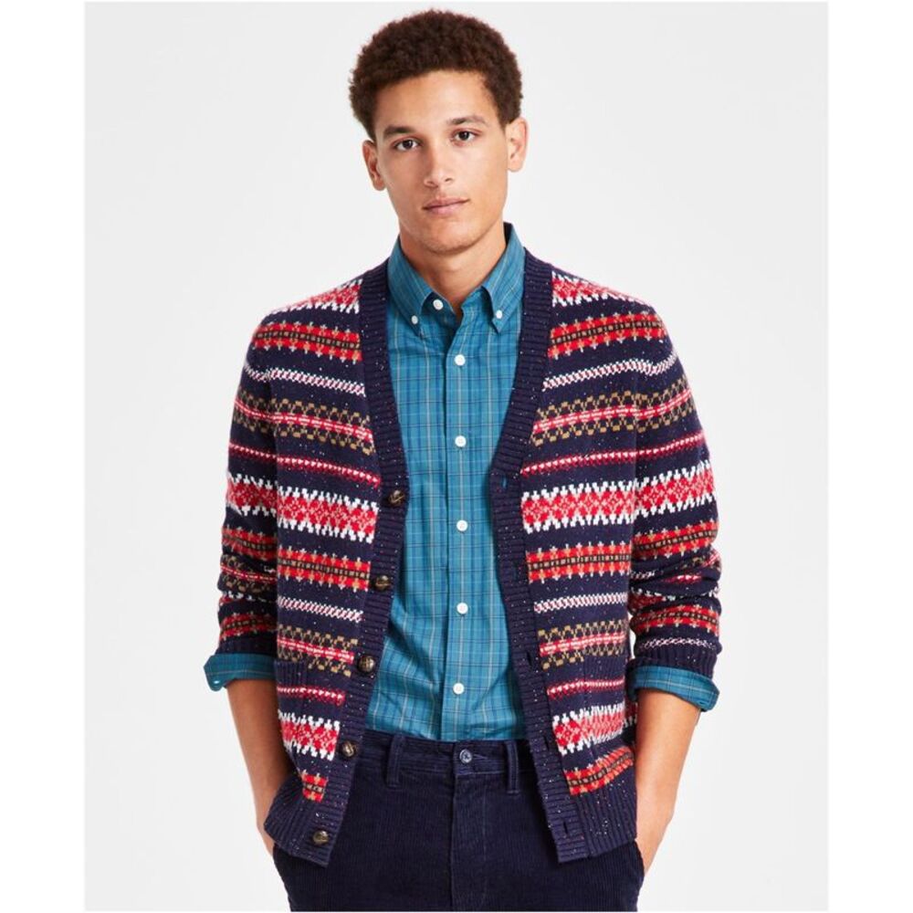 Nautica Mens Fair Isle Cardigan Sweater, NWT
